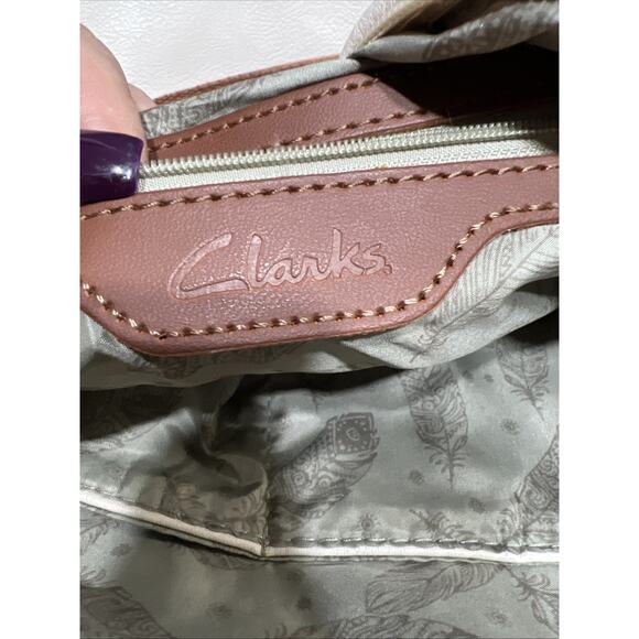 Clarks Ivory Perforated Block Pattern Faux Leather Detachable Crossbody Strap - Picture 9 of 13